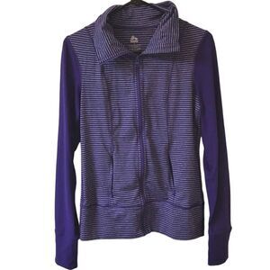 RBX Women’s Purple Striped Full Zip Activewear Light Jacket